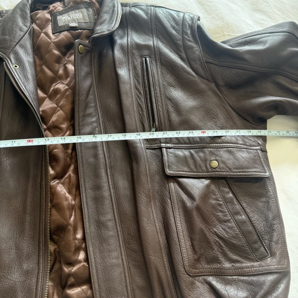 Vintage Wilsons Leather Men’s Bomber Jacket Brown Flight Oversized Jacket XXL - Picture 14 of 15